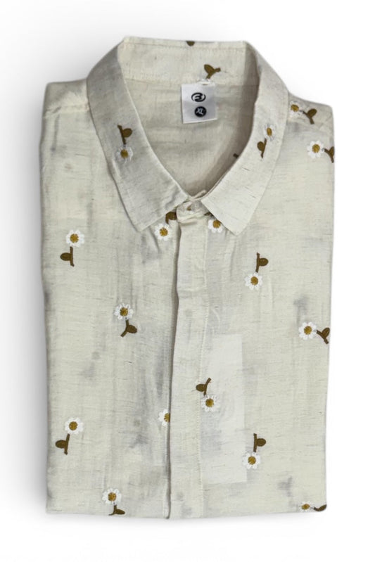 Men Party Wear - Printed Embroidery Shirt