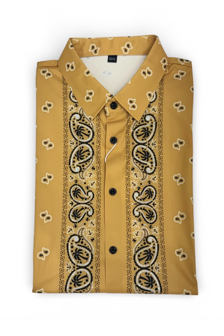 Men Party Wear - Printed Studded Shirt