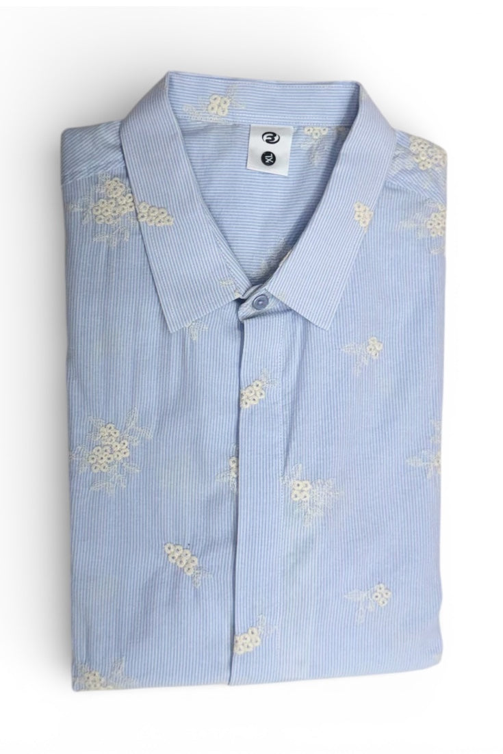 Men Party Wear - Printed Embroidery Shirt