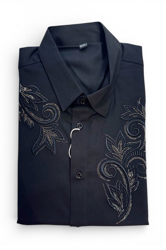Men Party Wear - Printed Embroidery Shirt