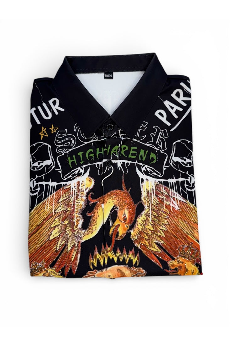 Men Party Wear - Printed Studded Shirt