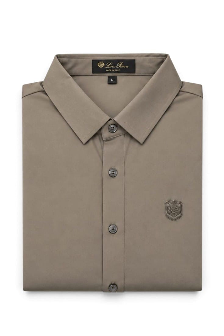 Premium Taupe Crest Executive Shirt For Men
