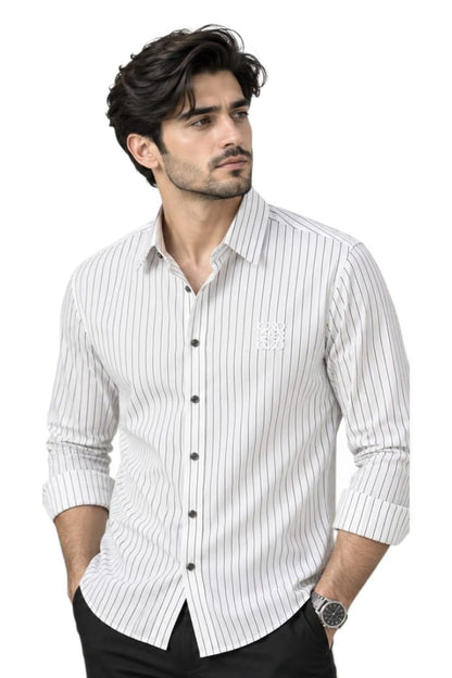 Premium Lvory Pinstripe Anagram Shirt For Men