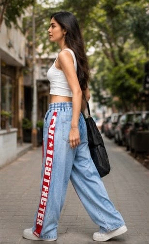 Women Streetwear Clothing - Wide Leg Stripped Bottomwear