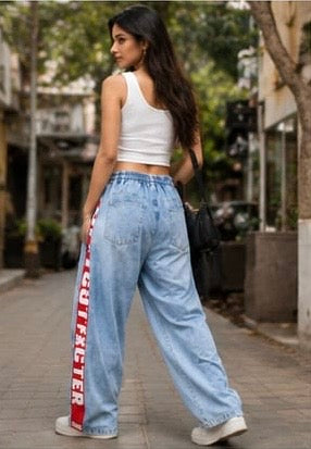 Women Streetwear Clothing - Wide Leg Stripped Bottomwear