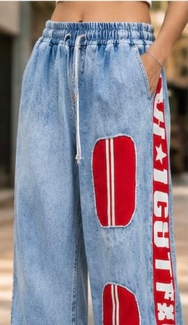 Women Streetwear Clothing - Wide Leg Stripped Bottomwear