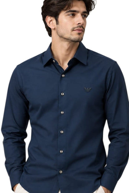 Premium Midnight Navy Emblem Shirt For Men
