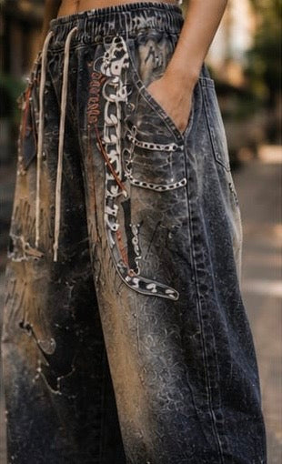 Women Streetwear Clothing - Wide Leg Stripped Bottomwear