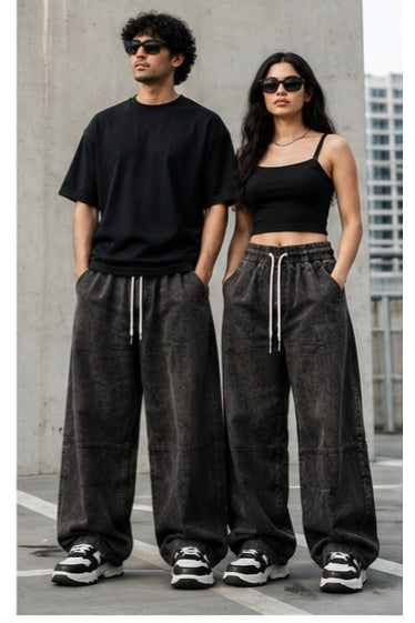 Streetwear Clothing - Wide Leg Baggy Elastic Shaded Bottomwear