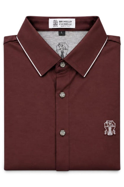 Premium Bordeaux Silver Crest Shirt For Men