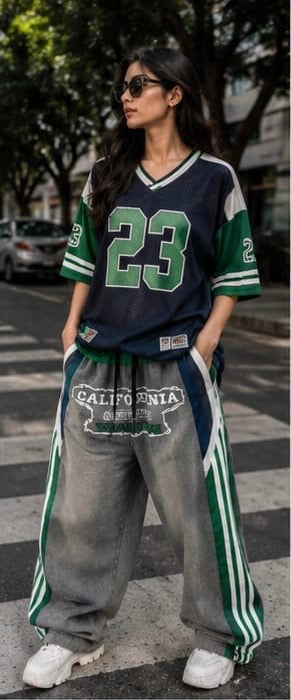 Women Streetwear Clothing - Wide Leg Stripped Bottomwear