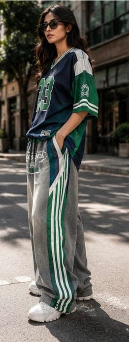 Women Streetwear Clothing - Wide Leg Stripped Bottomwear