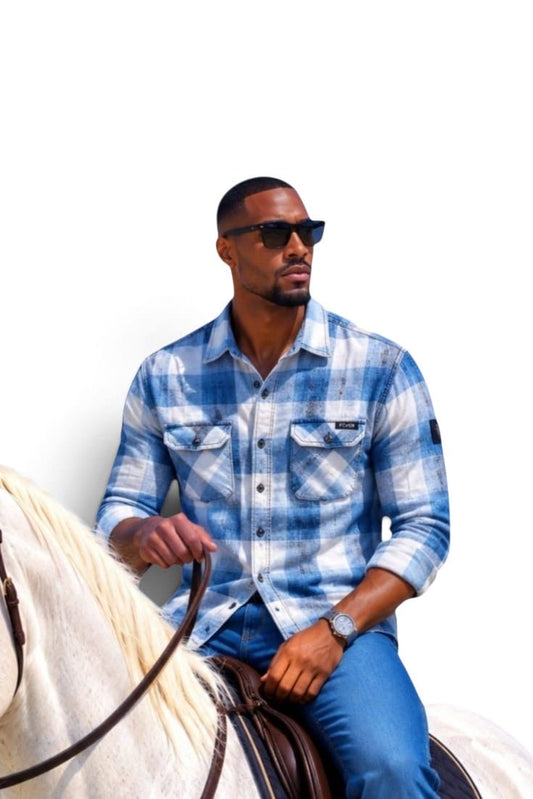 Premium Men Glacier Fade Check Shirts