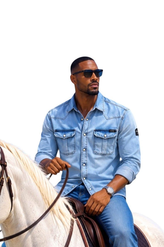Premium Men Skyfade Western Denim Shirts
