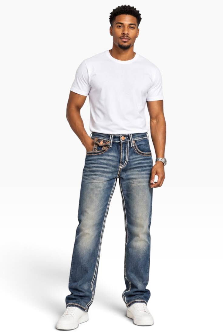Premium Vintage Blue Horseshoes Jeans (Men)