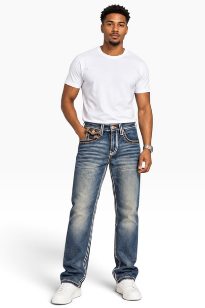Premium Vintage Blue Horseshoes Jeans (Men)