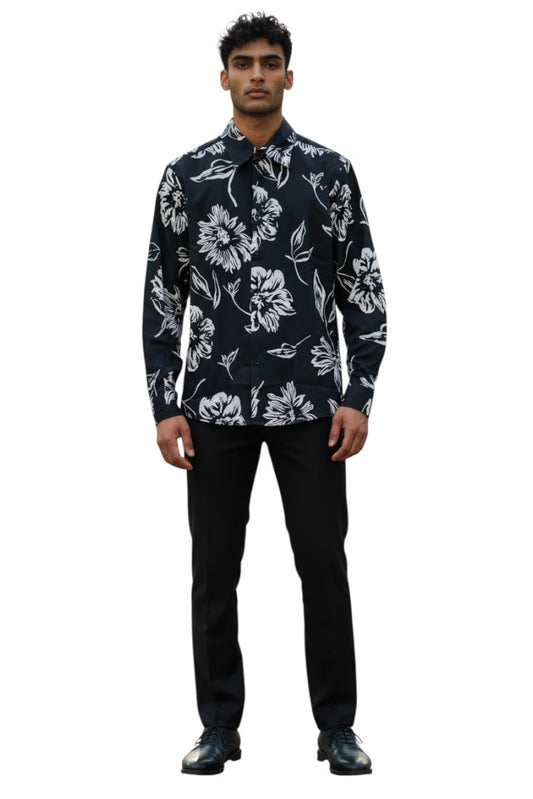 Men Party Wear - Printed Floral Shirt