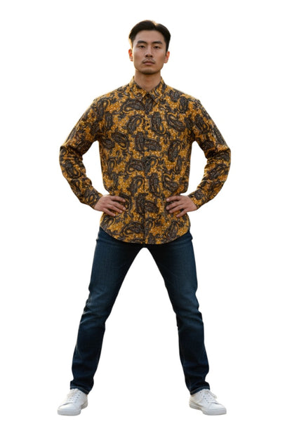 Men Party Wear - Printed Studded Shirt