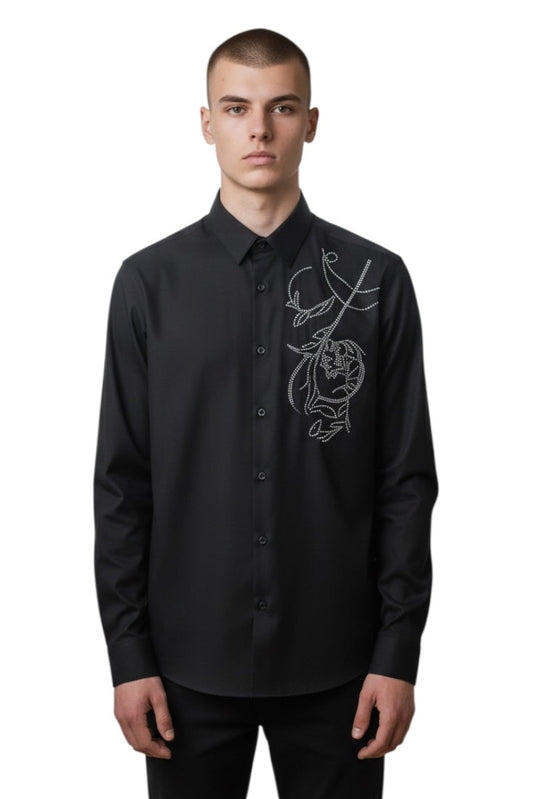 Men Party Wear - Printed Embroidery Shirt