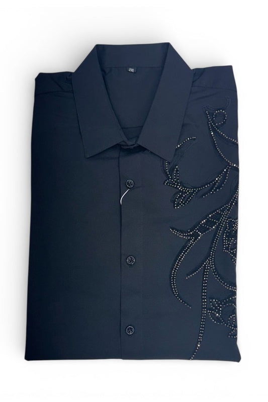 Men Party Wear - Printed Embroidery Shirt