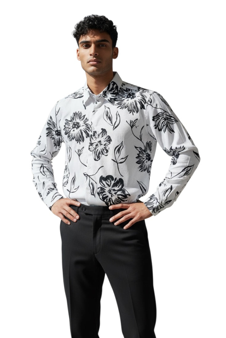 Men Party Wear - Printed Floral Shirt