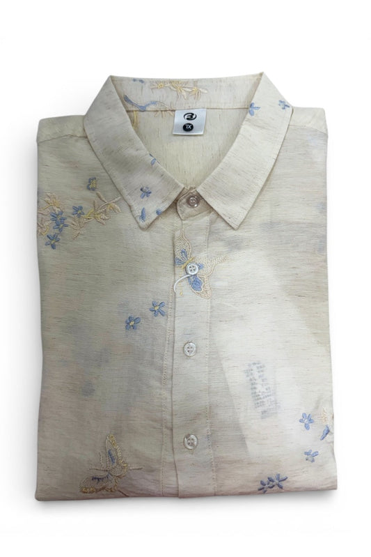 Men Party Wear - Printed Embroidery Shirt