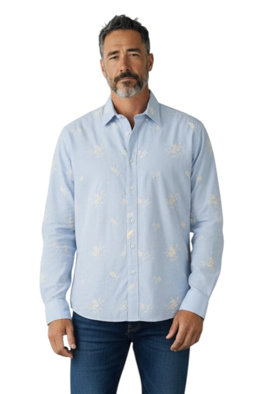 Men Party Wear - Printed Embroidery Shirt