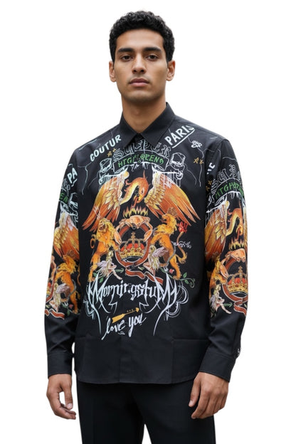 Men Party Wear - Printed Studded Shirt