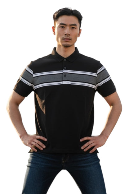 Men Casual Wear - Luxury Premium Collar Neck Plane Striped Tshirts
