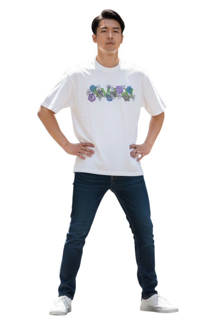 Luxury Round Neck Tshirts - Flower Printed And Drop Shoulder