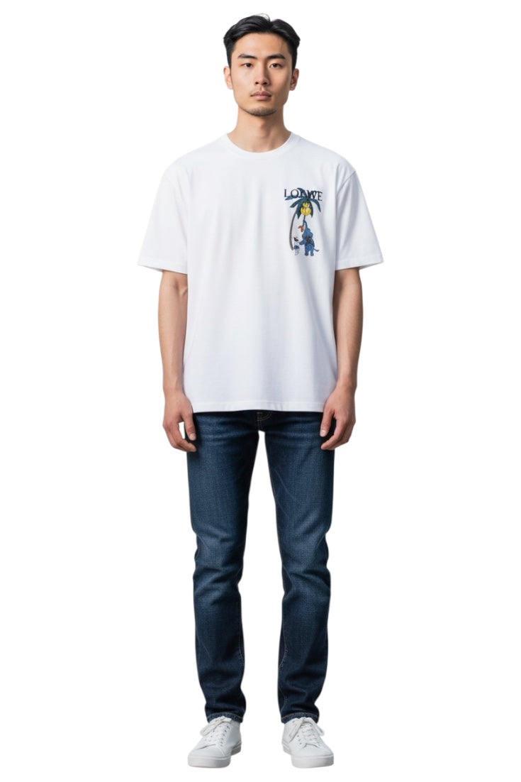 Luxury Round Neck Tshirts - Drop Shoulder With Embroidery Print