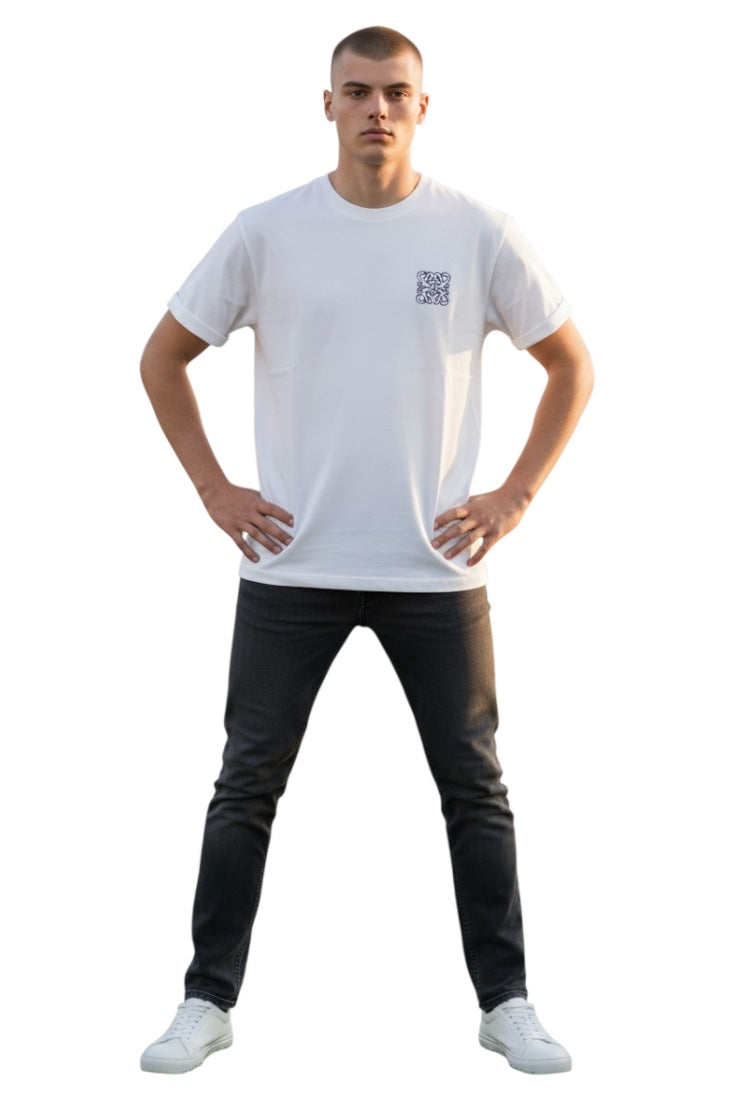 Luxury Round Neck Tshirts - Drop Shoulder With Embroidery Print