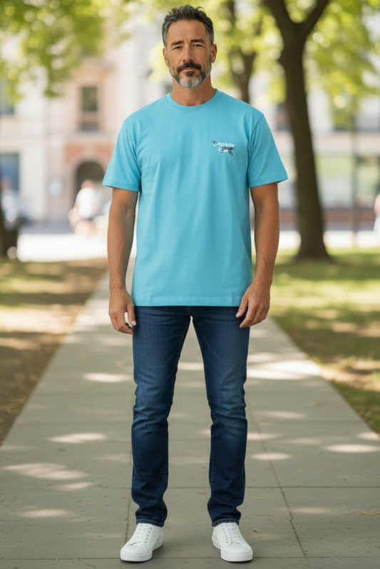 Luxury Round Neck Tshirts With Drop Shoulder And Embroidery