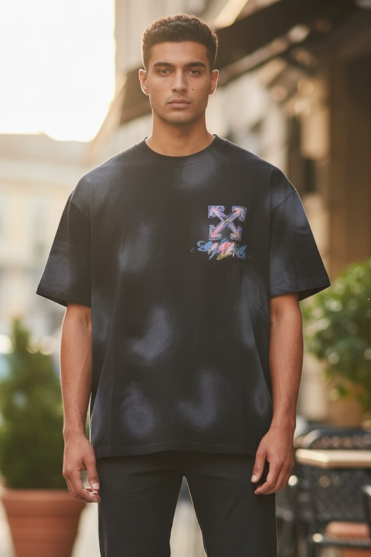 Luxury Round Neck Printed Tshirt With Drop Shoulder