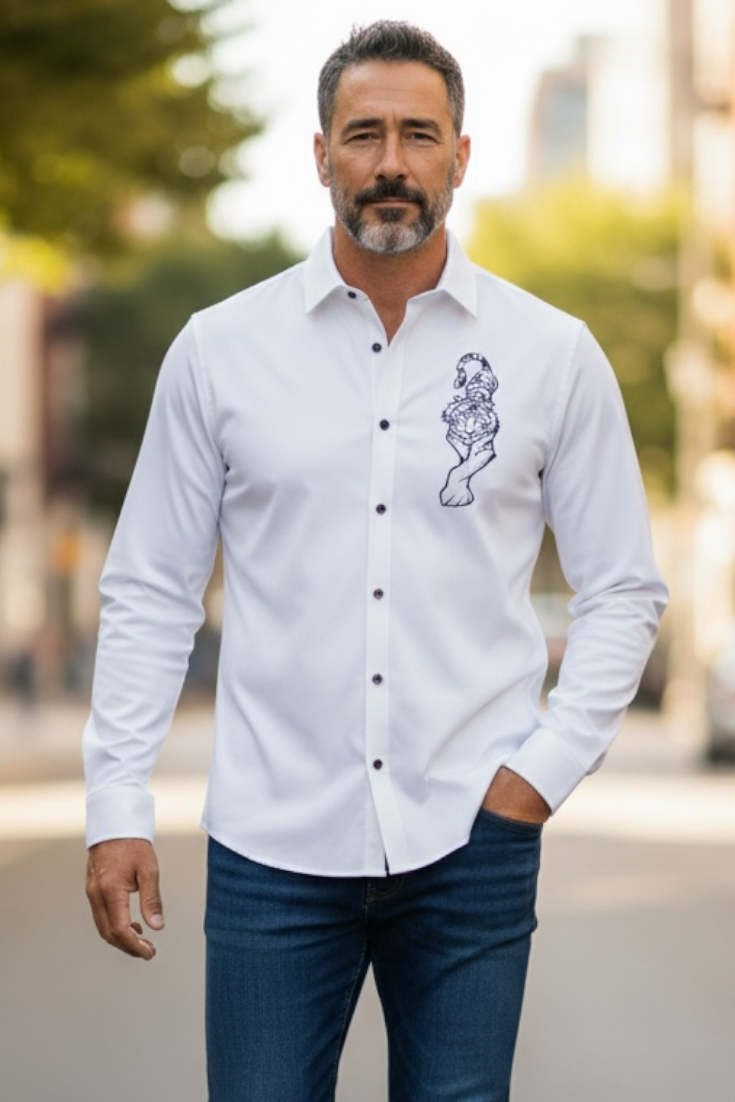 Premium Men Party Wear - Patch Work Shirt
