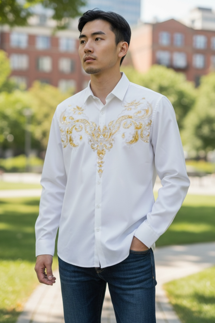 Premium Men Party Wear - Stitchless Fabric With Studded Design