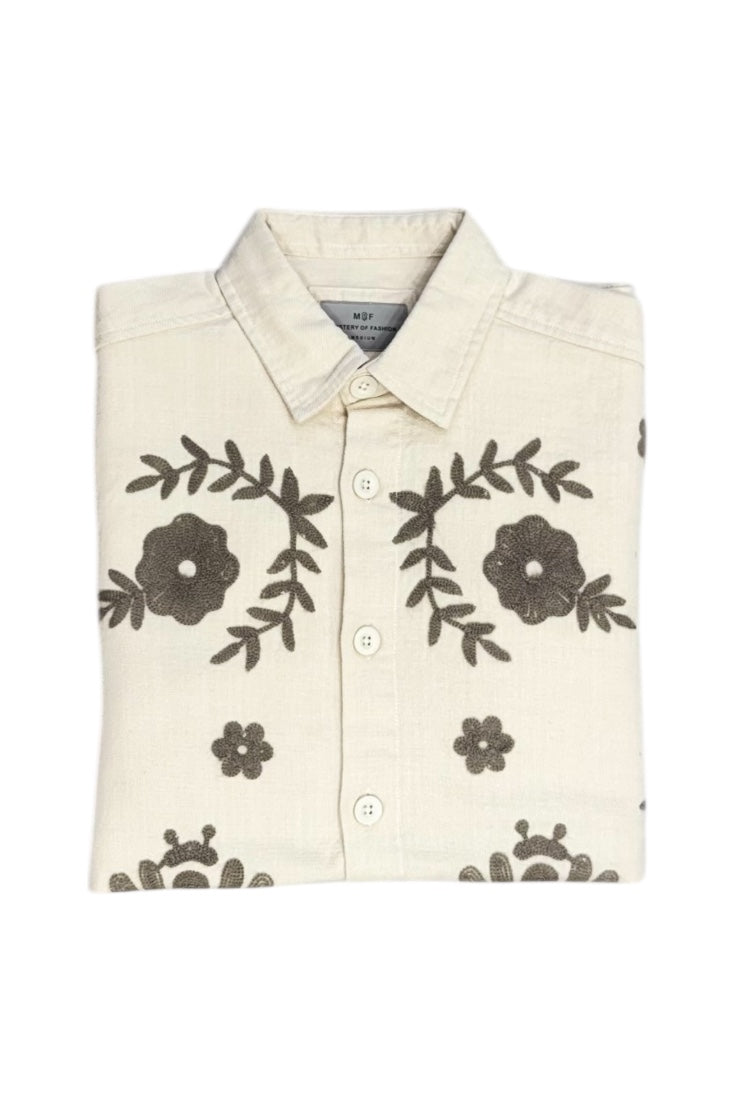 Premium Men Shacket - Jute  Shirts With Embroidery