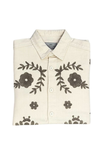 Premium Men Shacket - Jute  Shirts With Embroidery