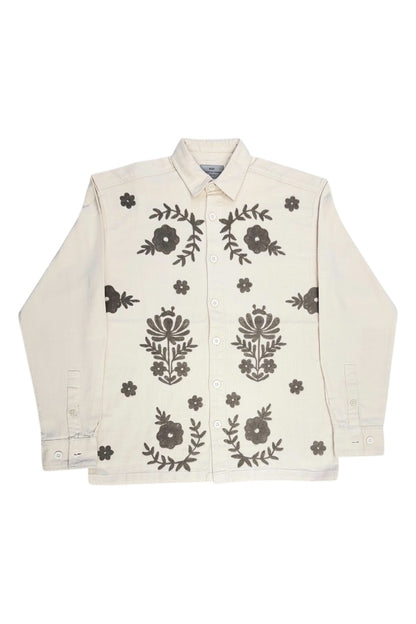 Premium Men Shacket - Jute  Shirts With Embroidery