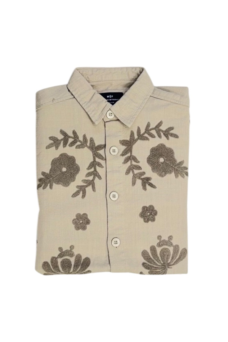 Premium Men Shacket - Jute  Shirts With Embroidery