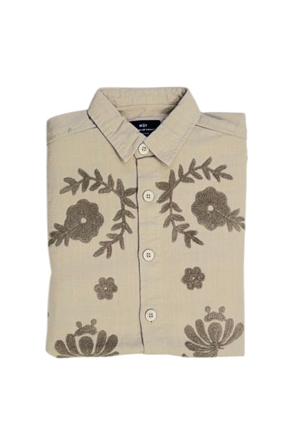 Premium Men Shacket - Jute  Shirts With Embroidery