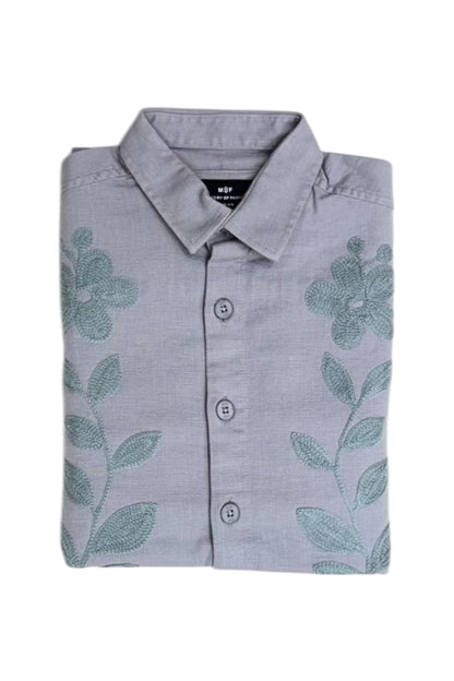 Premium Men Shacket - Jute  Shirts With Embroidery