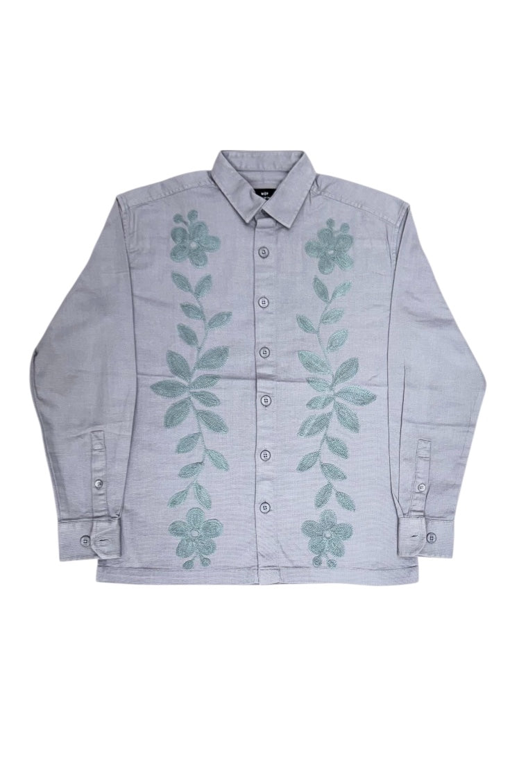 Premium Men Shacket - Jute  Shirts With Embroidery