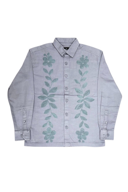 Premium Men Shacket - Jute  Shirts With Embroidery