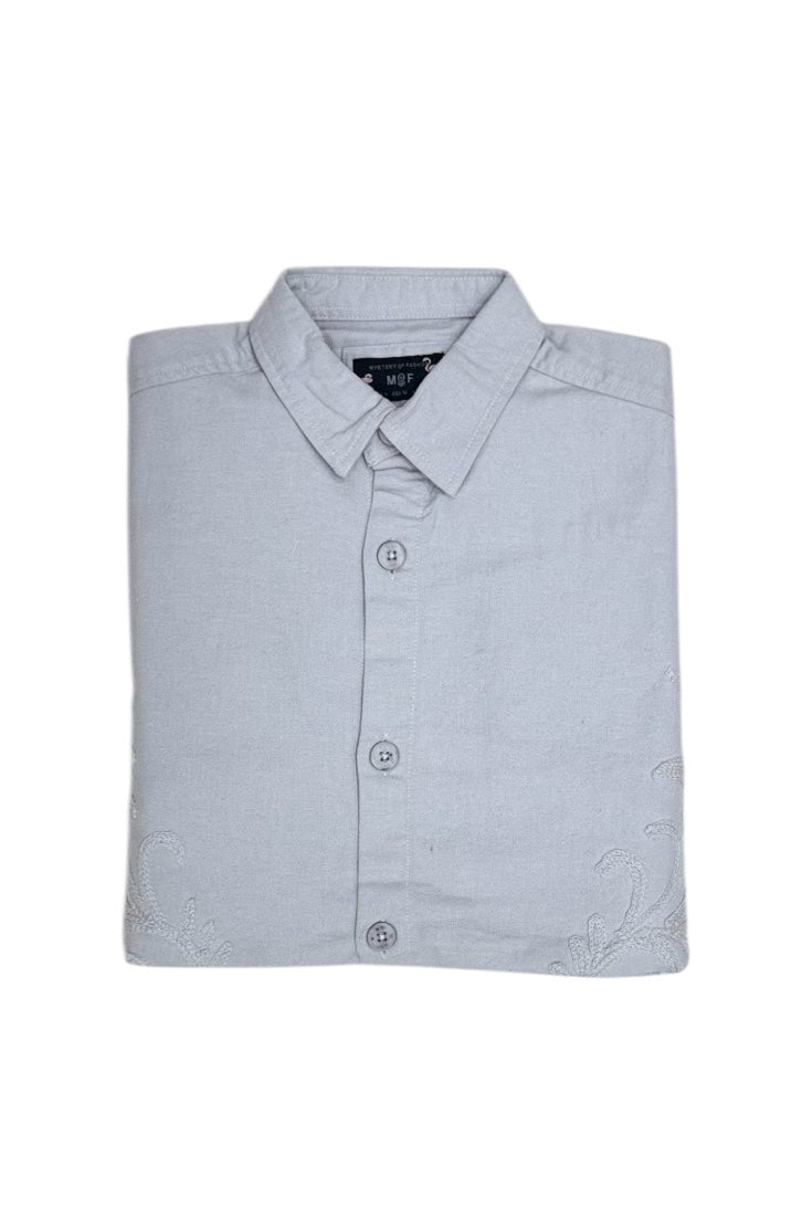 Premium Men Shacket - Jute  Shirts With Embroidery