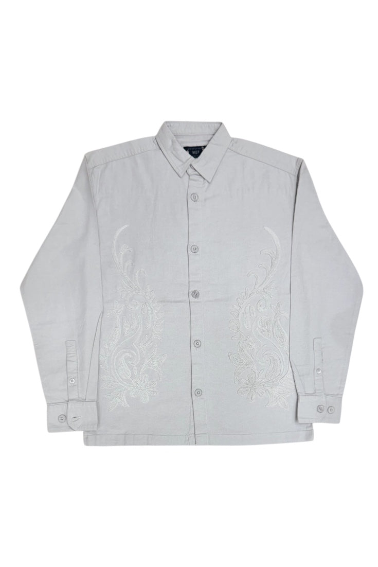 Premium Men Shacket - Jute  Shirts With Embroidery