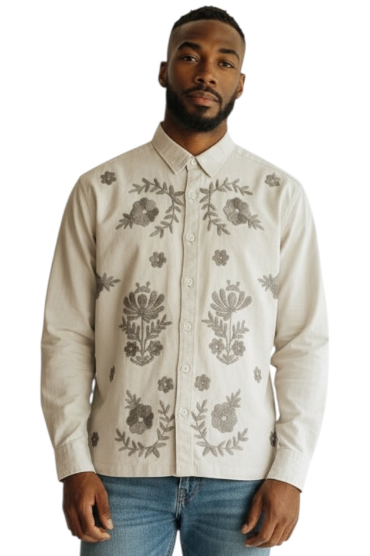 Premium Men Shacket - Jute  Shirts With Embroidery