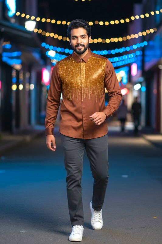 Premium Men Party Wear Studded Shirts
