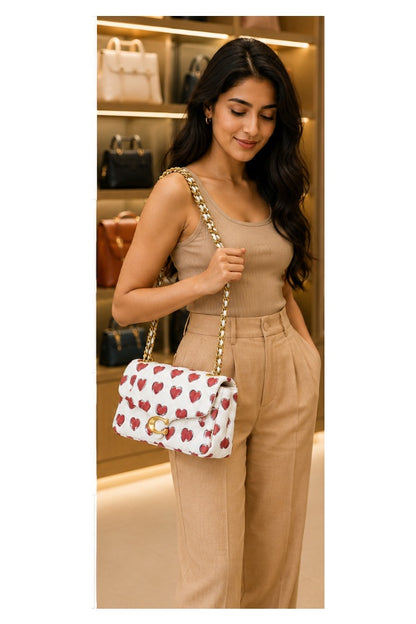 Luxury Sling Bag Women With Heart Print