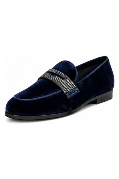 Premium Men Velvet Loafers Studded Shoes